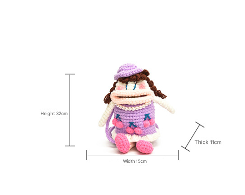 Crocheted Adorably Ugly Big Mouth Doll Crossbody Bag