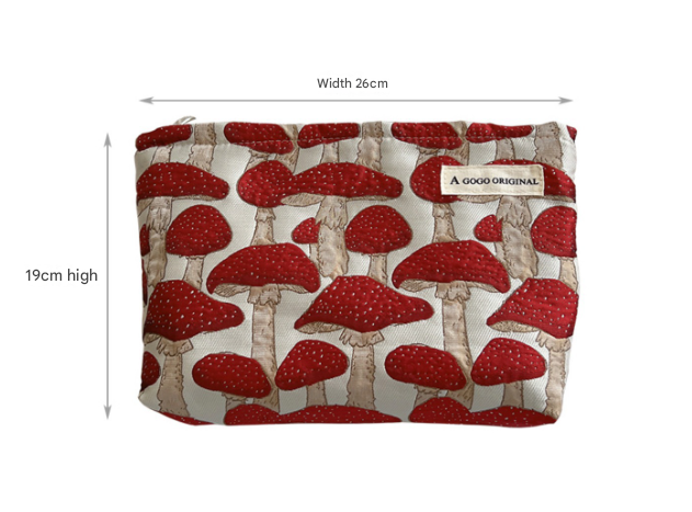 Mushroom pattern Cosmetic Bag travel toiletry bag