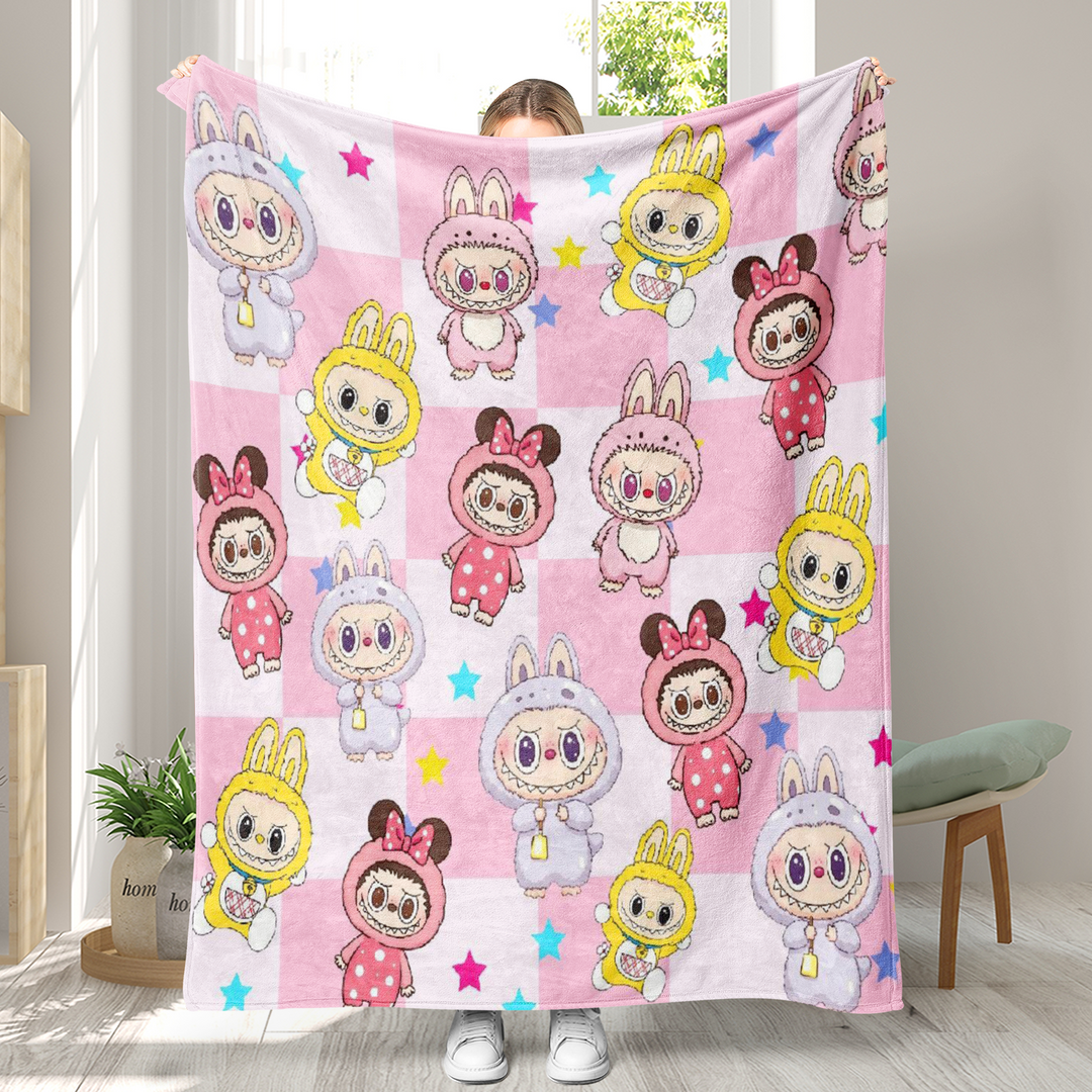 Labubu printed Throw Blanket soft flannel Blanket