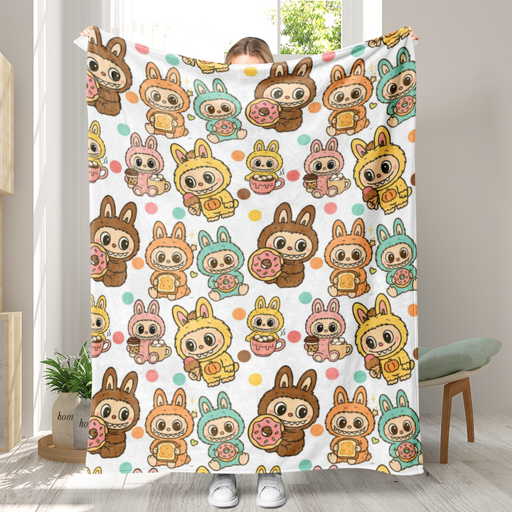 Labubu printed Throw Blanket soft flannel Blanket