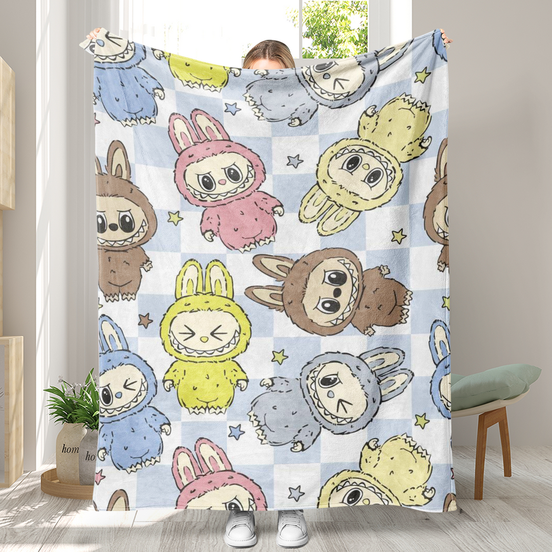 Labubu printed Throw Blanket soft flannel Blanket