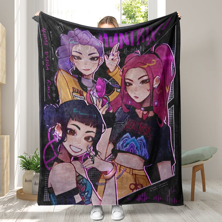 Kpop demon Hunters Throw Blanket soft flannel Blanket