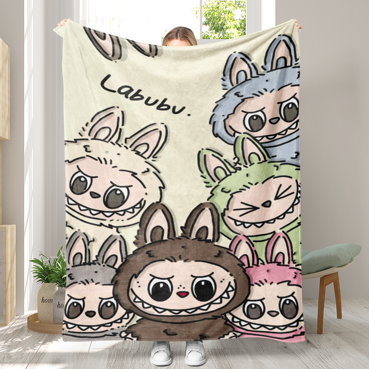 Labubu printed Throw Blanket soft flannel Blanket