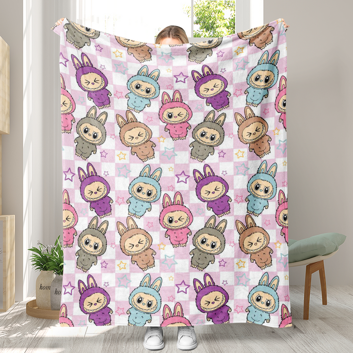 Labubu printed Throw Blanket soft flannel Blanket