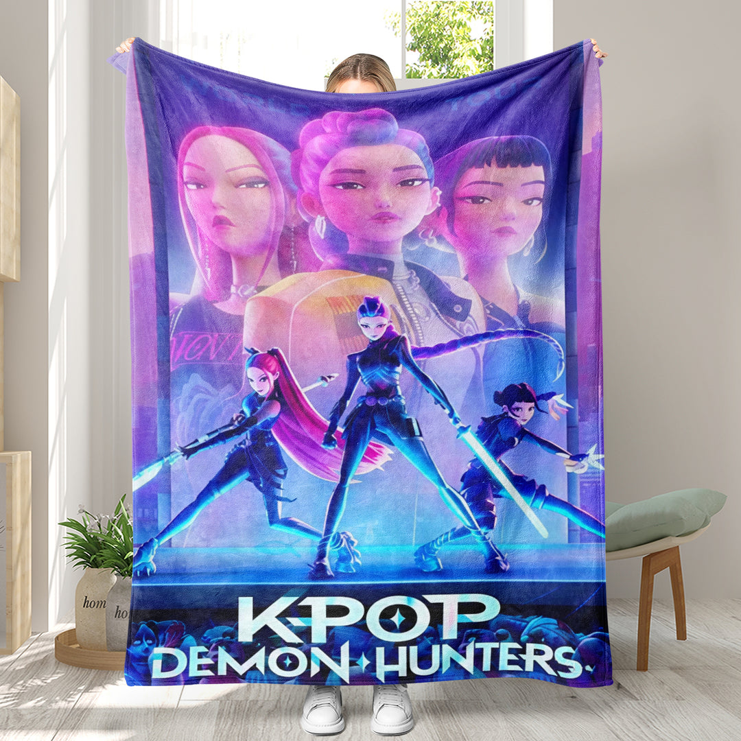 Kpop demon Hunters Throw Blanket soft flannel Blanket