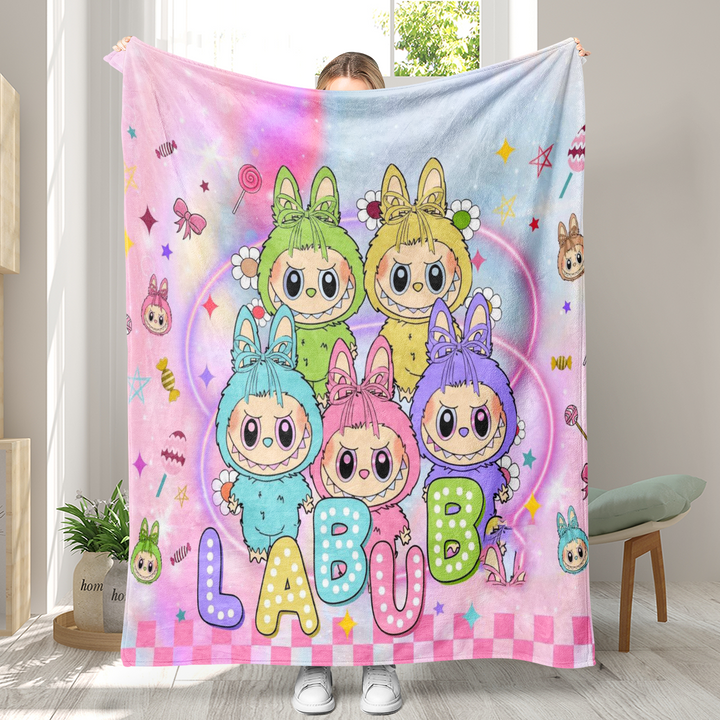 Labubu printed Throw Blanket soft flannel Blanket