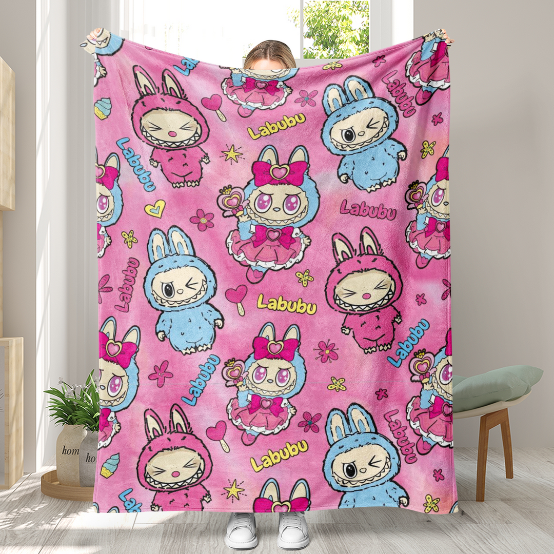 Labubu printed Throw Blanket soft flannel Blanket