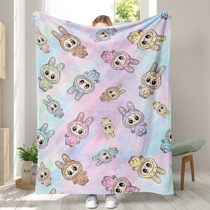 Labubu printed Throw Blanket soft flannel Blanket