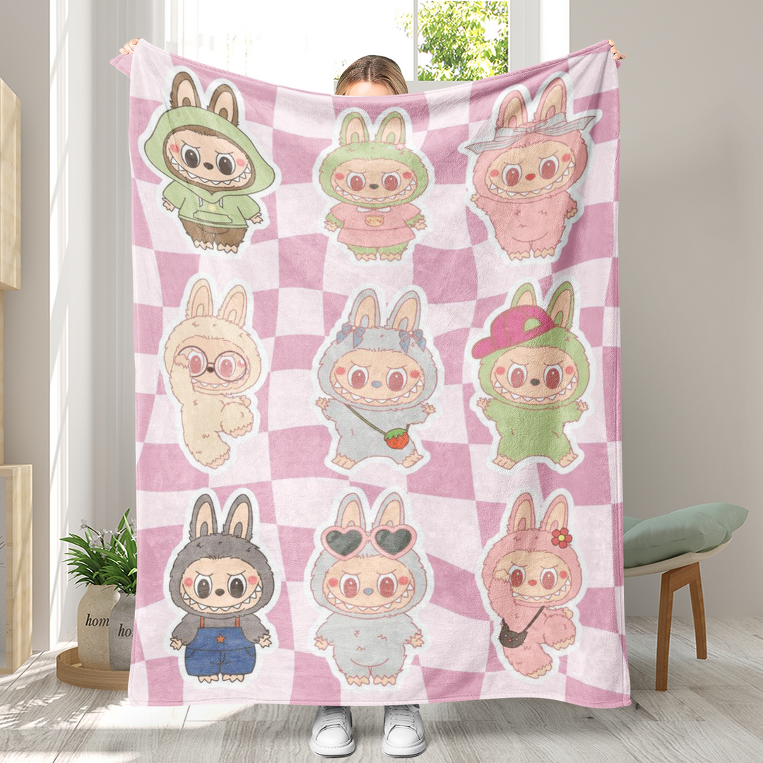Labubu printed Throw Blanket soft flannel Blanket
