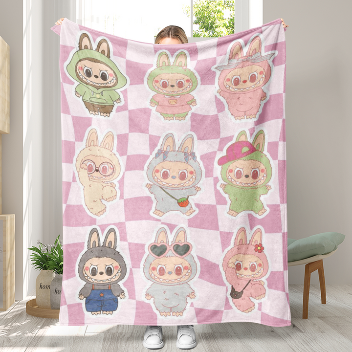 Labubu printed Throw Blanket soft flannel Blanket