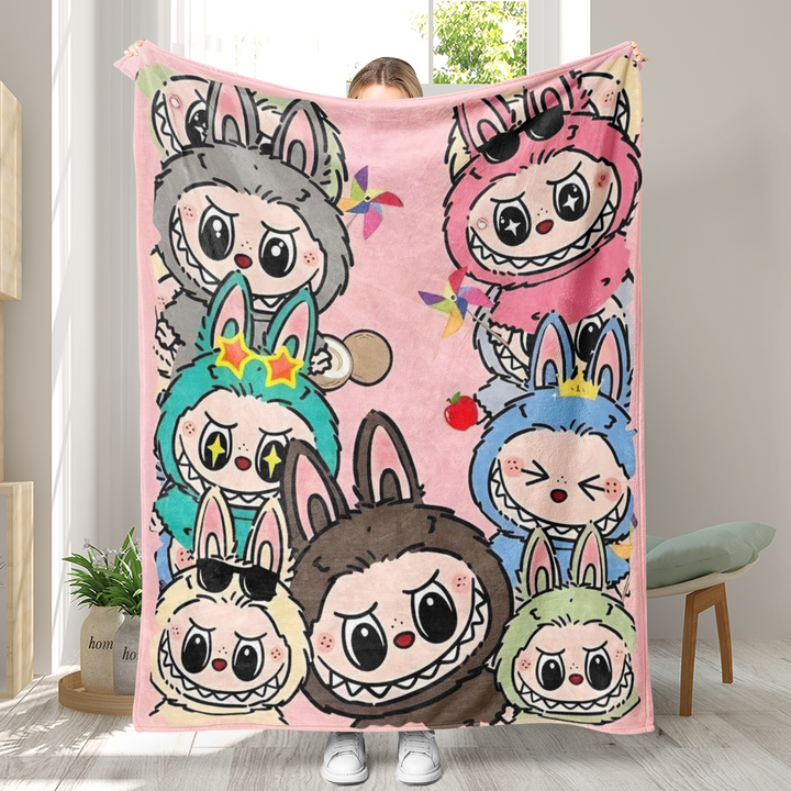Labubu printed Throw Blanket soft flannel Blanket