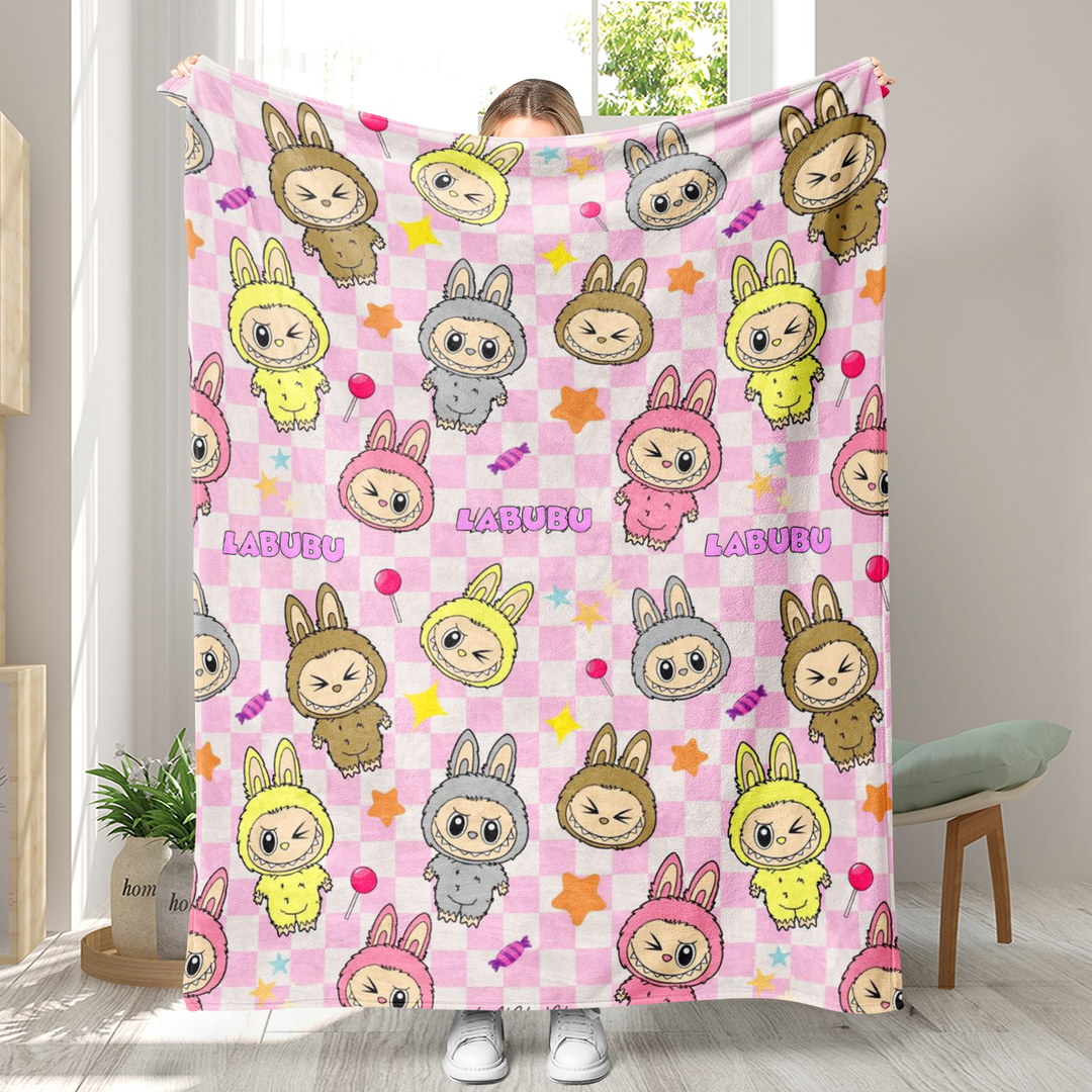 Labubu printed Throw Blanket soft flannel Blanket