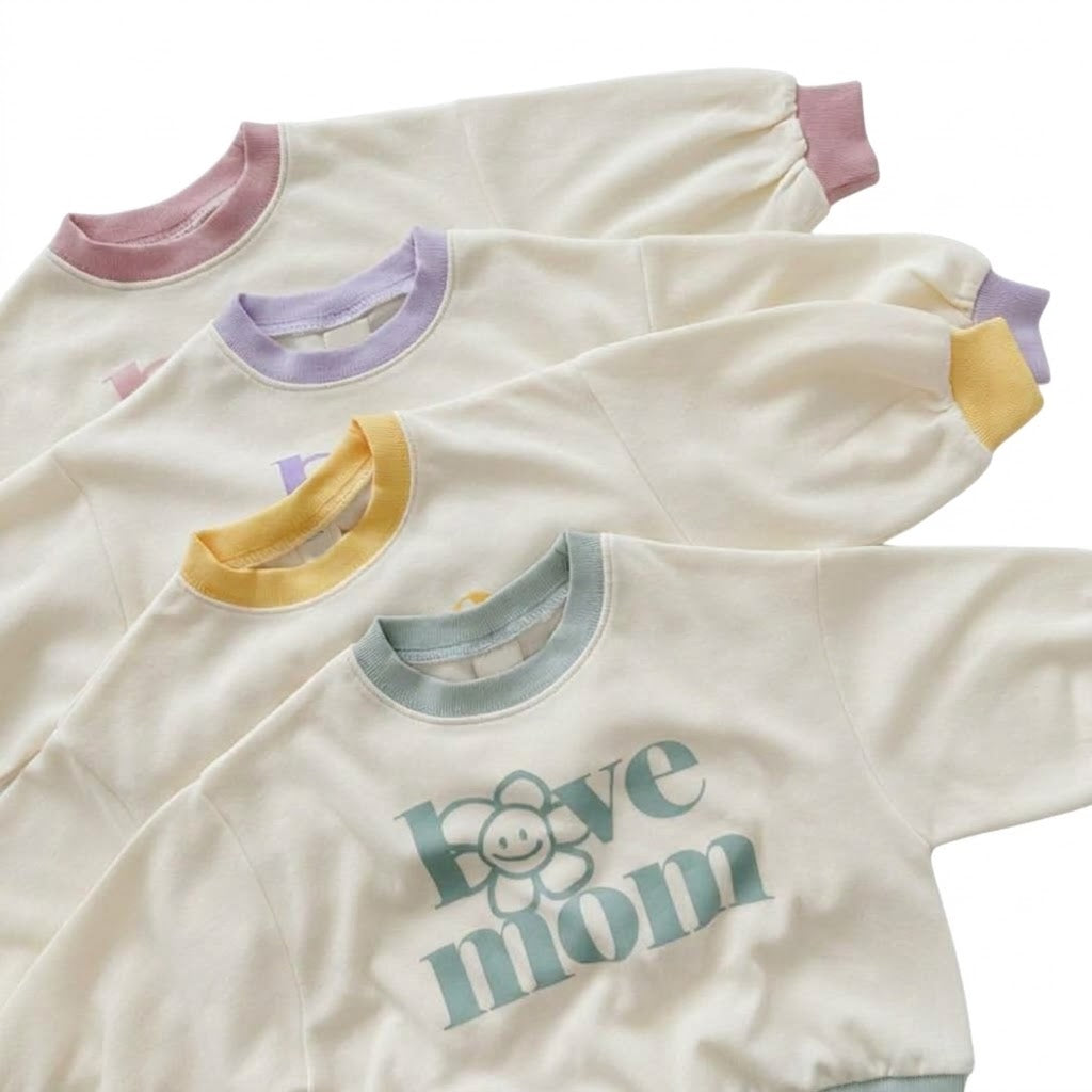 Baby Girl Love Mom Dad Print Sweatshirt &amp; Pants Outfit Set
