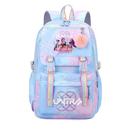 KDH K-pop inspired large-capacity student backpacks-blue
