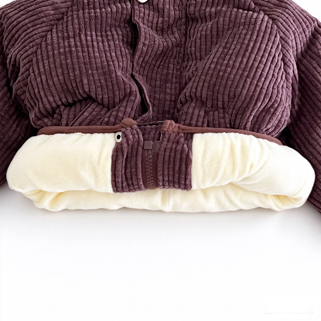 Baby Corduroy Bear Ear Hooded Quilted Jacket Coat