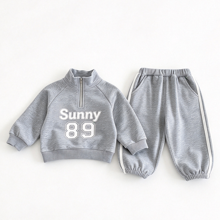 Kids Grey Sunny 89 Print Sweatshirt and Pants Set