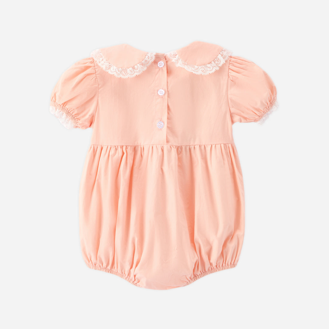 Baby pink Lace-deco bodysuit cotton romper