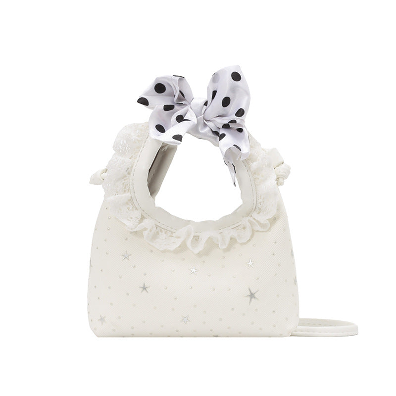 Sparkling Star Polka-Dot Handbag with Cute Lace-Trim