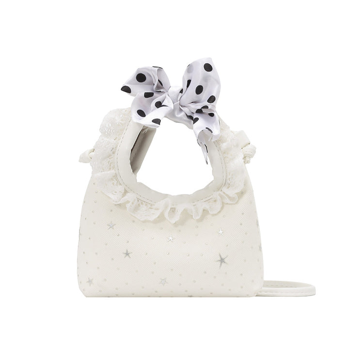 Sparkling Star Polka-Dot Handbag with Cute Lace-Trim
