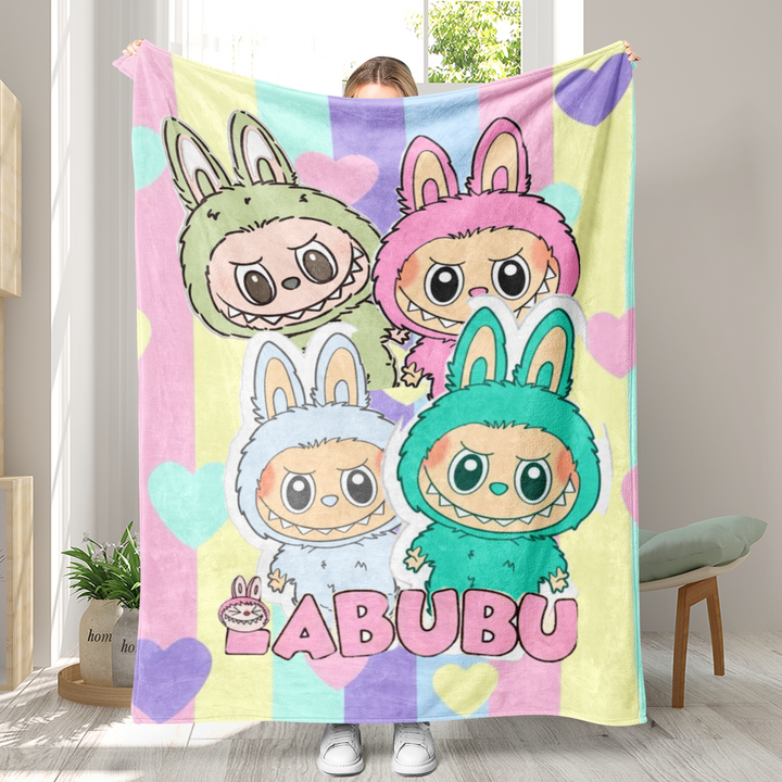 Labubu printed Throw Blanket soft flannel Blanket