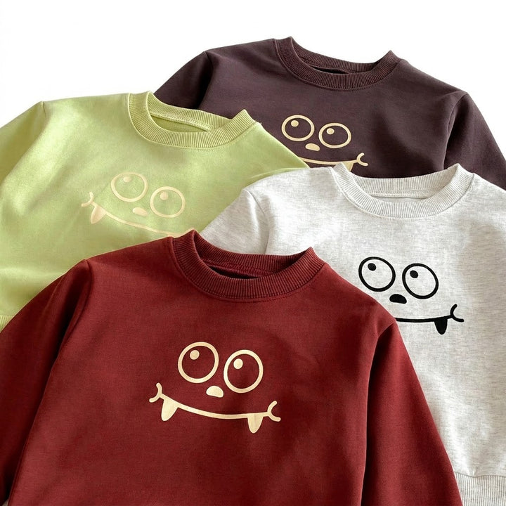 Kids Cute Cartoon Monster Smile Sweatshirt &amp; Pants Set