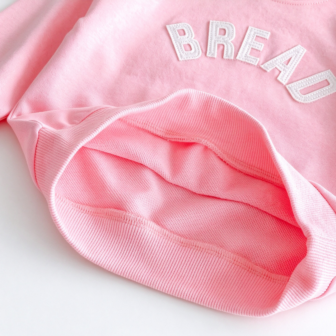 Girls "BREAD" Embroidered Patch Sweatshirt and Sweatpants 2-Piece Set