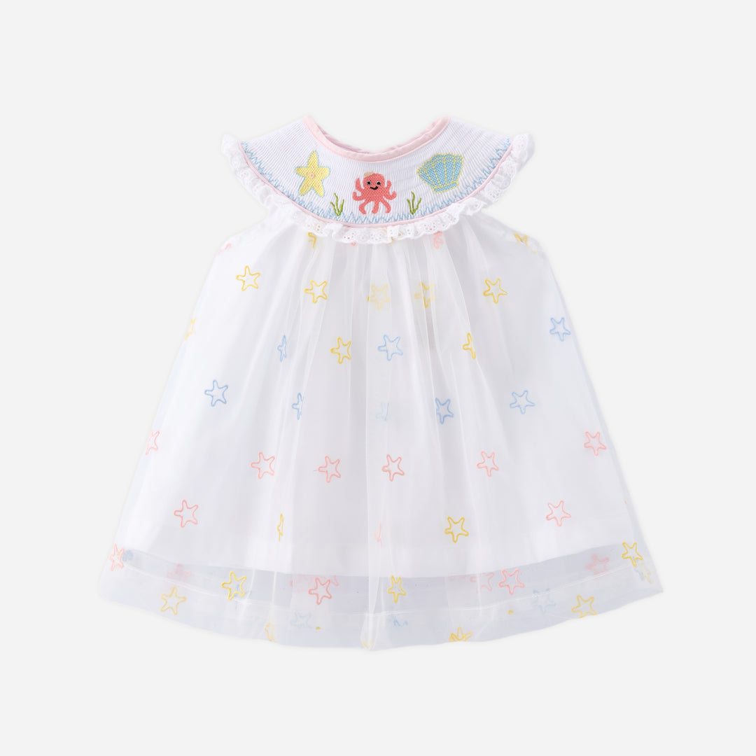 Girls shell mermaid Embroidered Princess Tulle Dress