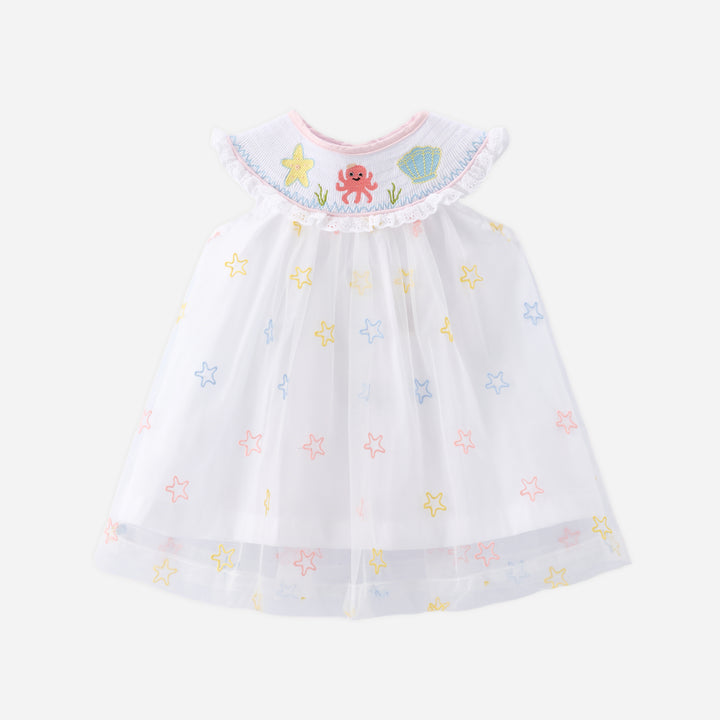 Girls shell mermaid Embroidered Princess Tulle Dress