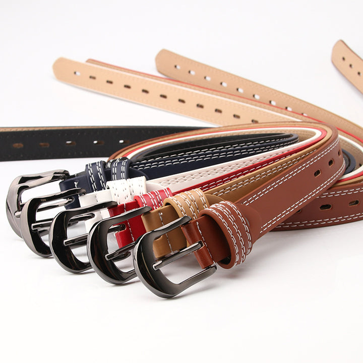 Women's fashion belt with double-line versatile belt