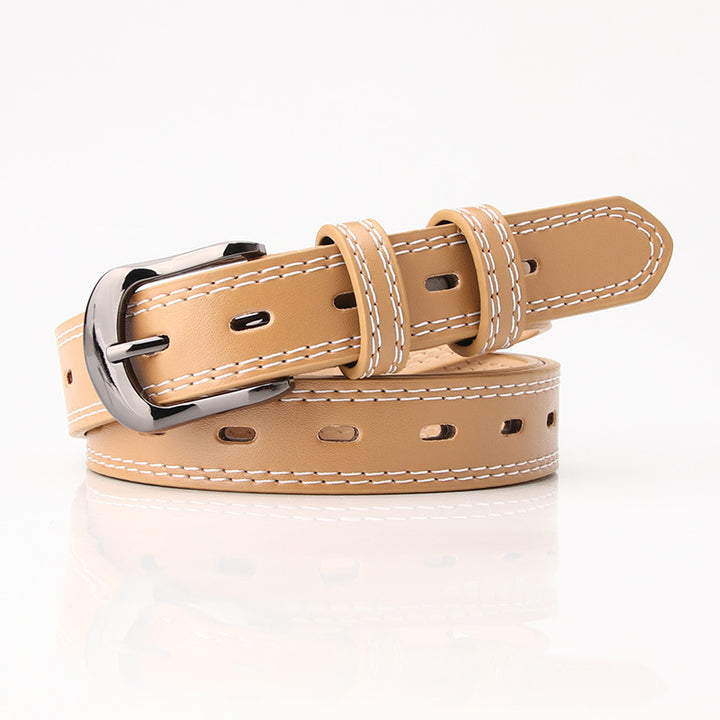Women's fashion belt with double-line versatile belt