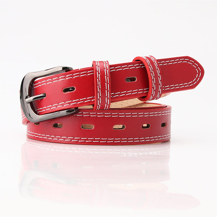 Women's fashion belt with double-line versatile belt
