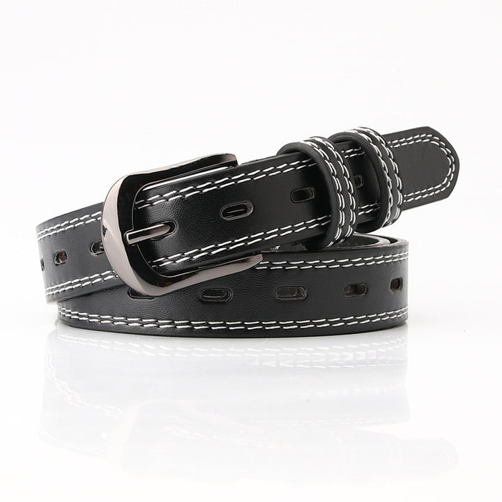 Women's fashion belt with double-line versatile belt