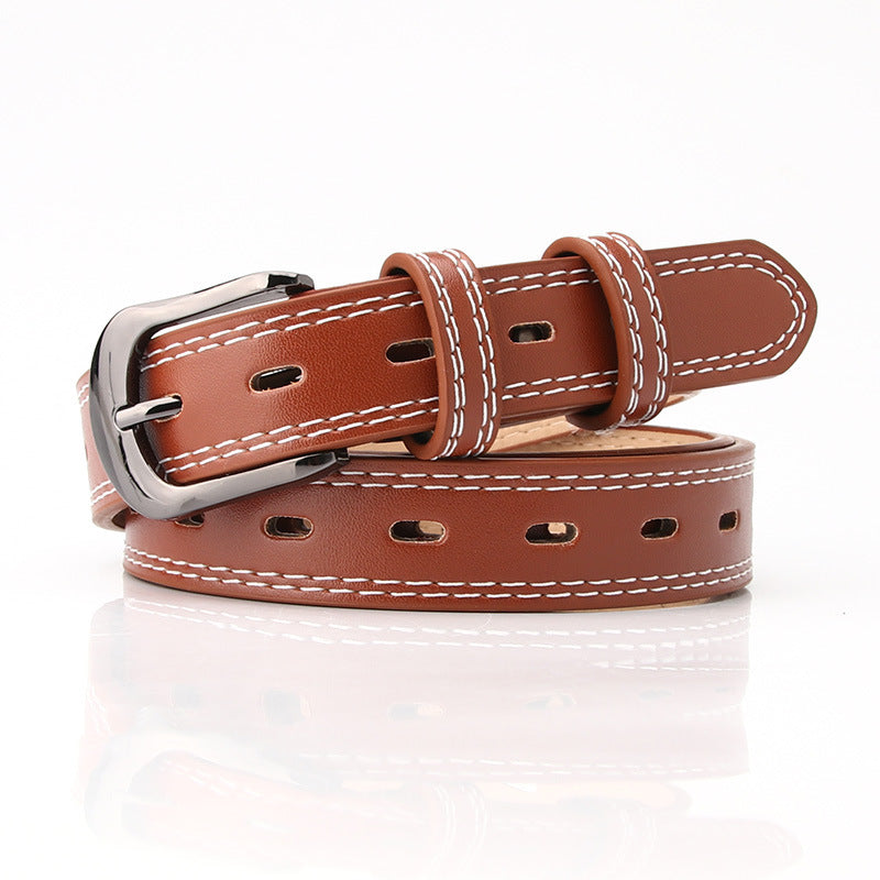 Women's fashion belt with double-line versatile belt