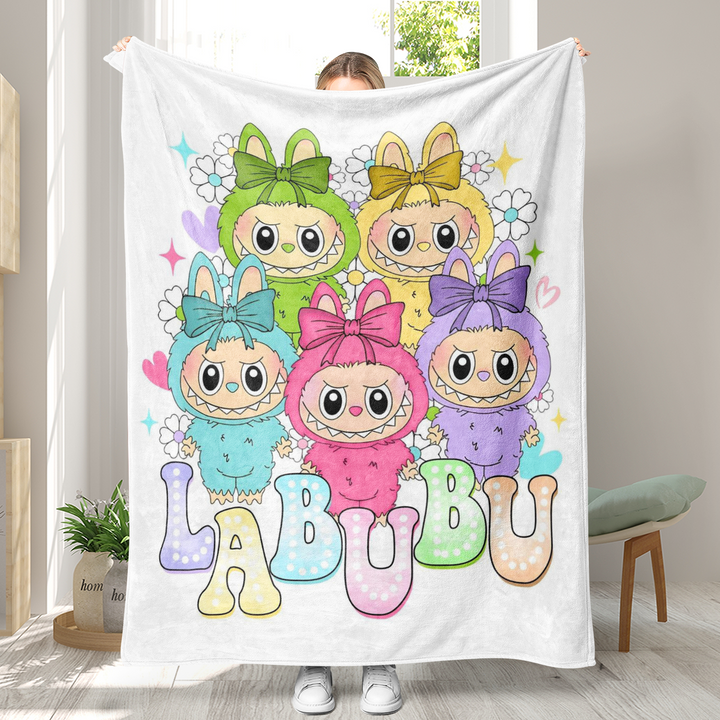 Labubu printed Throw Blanket soft flannel Blanket