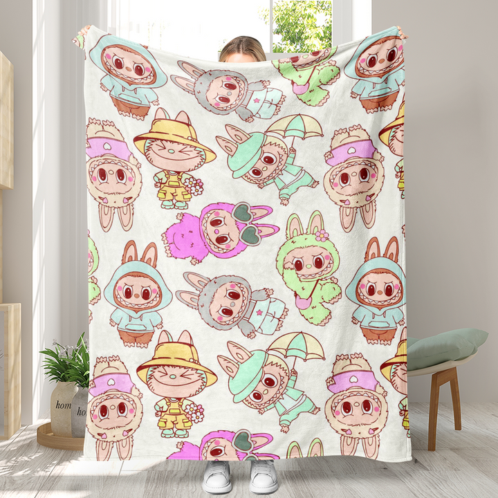 Labubu printed Throw Blanket soft flannel Blanket