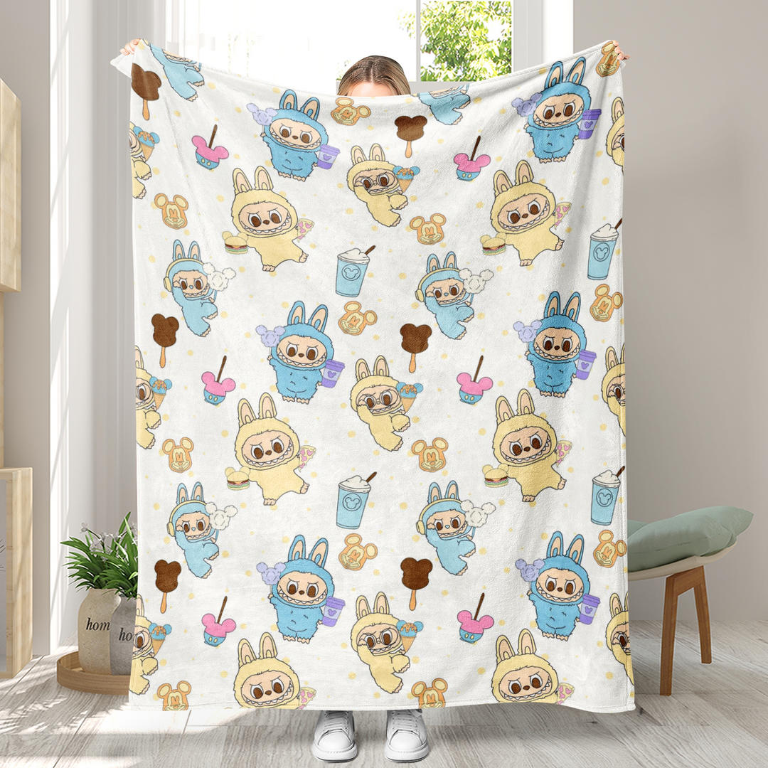 Labubu printed Throw Blanket soft flannel Blanket