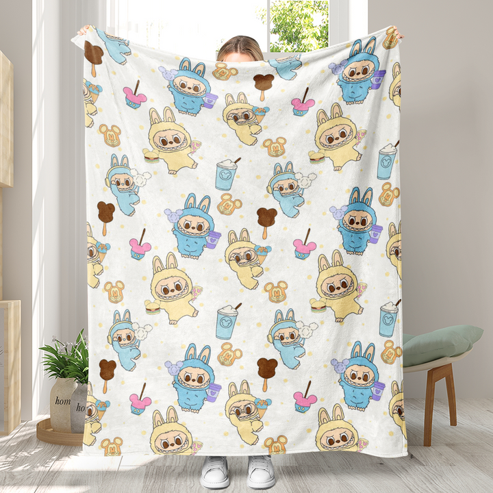 Labubu printed Throw Blanket soft flannel Blanket