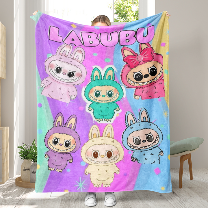 Labubu printed Throw Blanket soft flannel Blanket