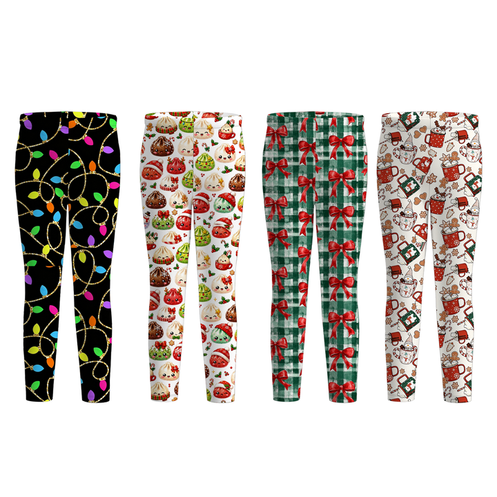 Girls Christmas Leggings Holiday Festive Loungewear