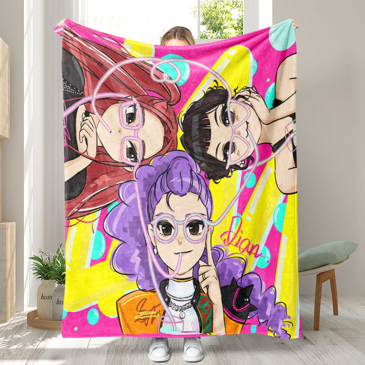 Kpop demon Hunters Throw Blanket soft flannel Blanket