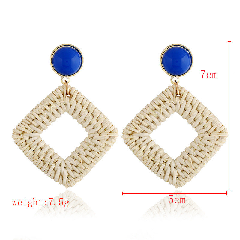 Boho straw earrings for women