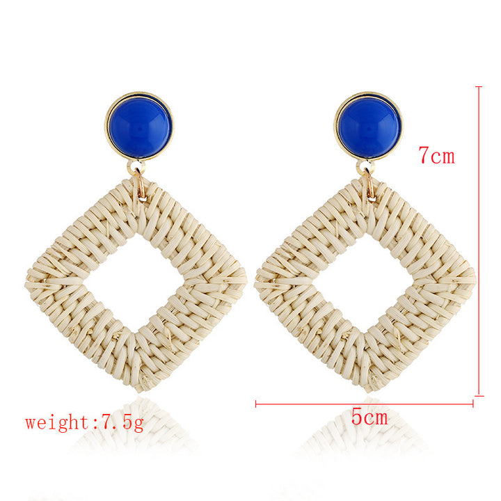 Boho straw earrings for women