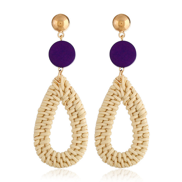 Boho straw earrings for women