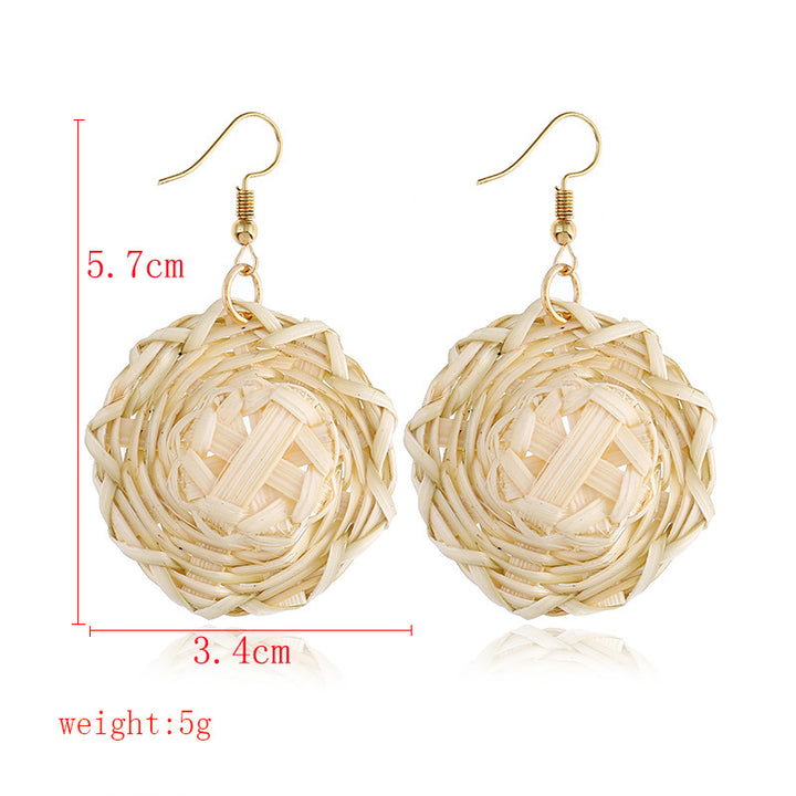 Boho straw earrings for women