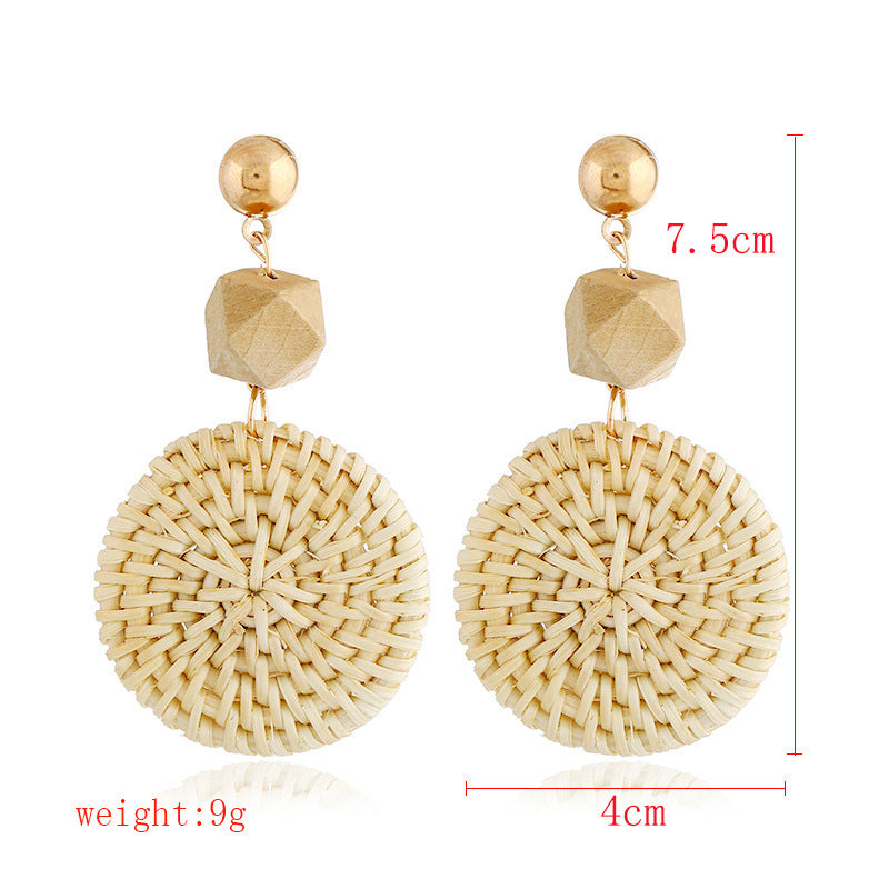 Boho straw earrings for women