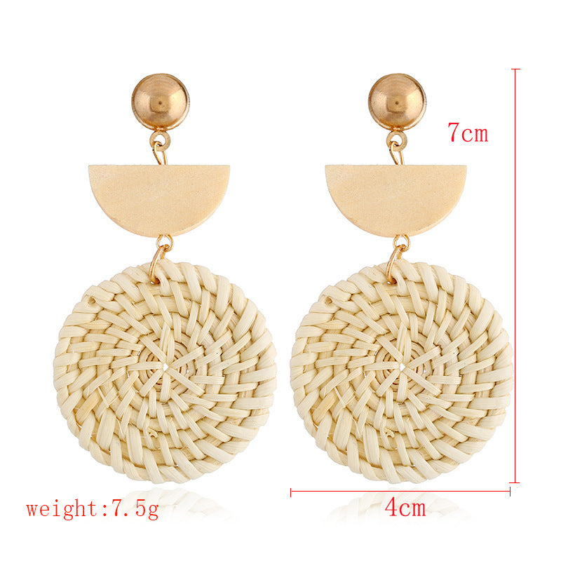 Boho straw earrings for women