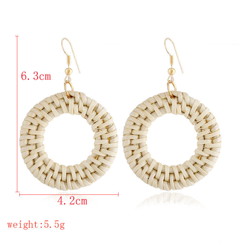Boho straw earrings for women