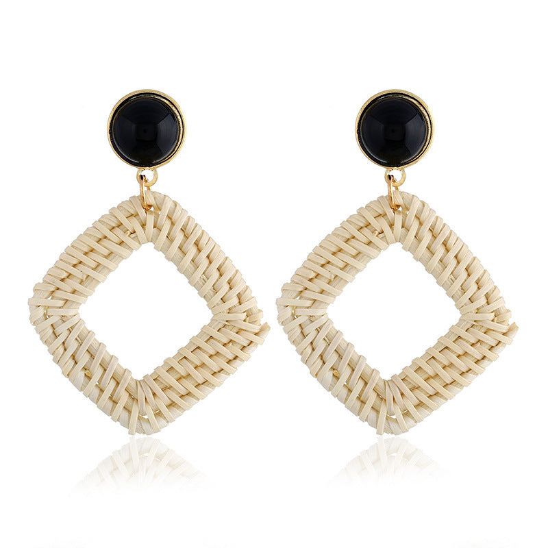 Boho straw earrings for women