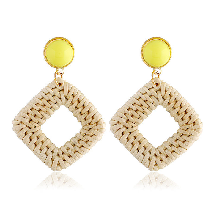 Boho straw earrings for women