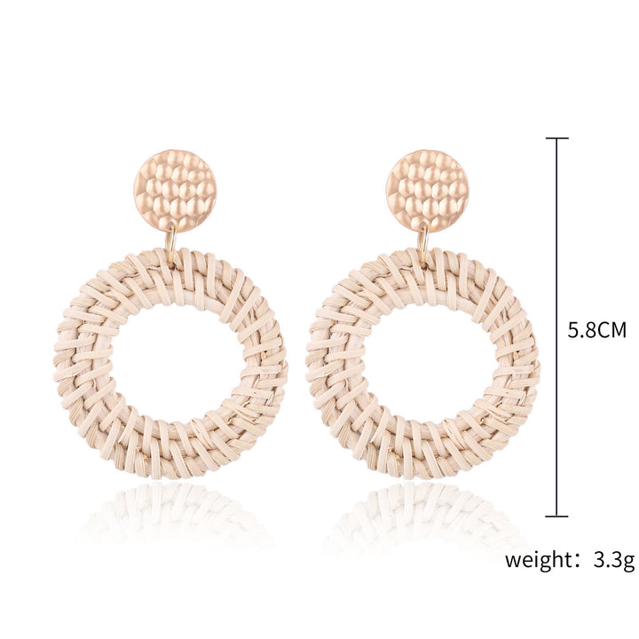 Boho straw earrings for women